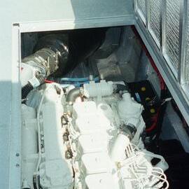 Engine check, 'John Waddams' rescue boat, Coast Guard Noosa QF5, Noosaville, 21 January 2003 
