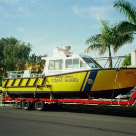 Delivery of the 'John Waddams' rescue boat, Noosa Coast Guard, Noosaville, 21 January 2003 