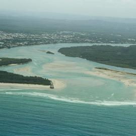 Aerial view, Noosa River mouth and Bar, Noosa Heads, 21 January 2003