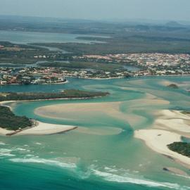 Aerial view, Noosa River mouth and Bar, Noosa Heads, 28 February 2002