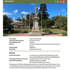 Cooroy War Memorial - Local Heritage Place Card