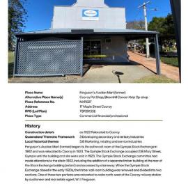 Ferguson's Auction Mart (former) - Local Heritage Place Card