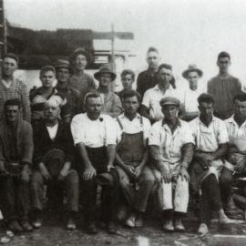 Staff and builders, construction, Cooroy Butter Factory, 11 Maple Street, Cooroy, 1930