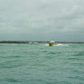 Crossing the bar, Coast Guard Noosa QF5 boat, Noosa Heads, 1 February 2003