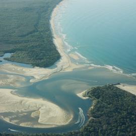 Aerial view, Noosa River mouth and Bar, Noosa Heads, 3 July 2007