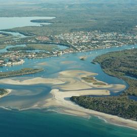 Aerial view, Noosa River mouth and Bar, Noosa Heads, 3 July 2007