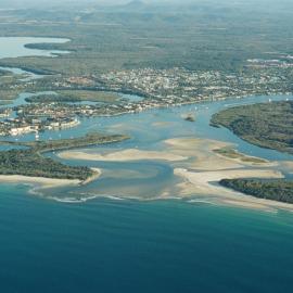 Aerial view, Noosa River mouth and Bar, Noosa Heads, 3 July 2007