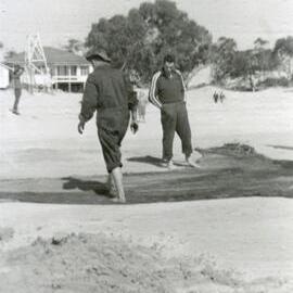 Drying out the nets, Noosa Main Beach, Noosa Heads ca 1949