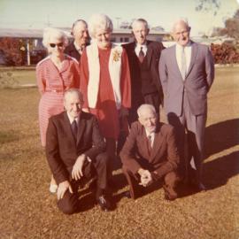 Biddy, Jim, Dinah, Ike, John, Herb and Bill Clarey, Tewantin, 1972