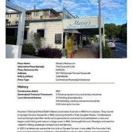 Maisie's Restaurant - Local Heritage Register Place Card