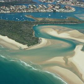Aerial view, Noosa River mouth and Bar, Noosa Heads, 16 April 2007