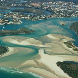 Aerial view, Noosa River mouth and Bar, Noosa Heads, 16 April 2007