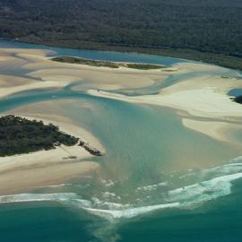Aerial view, Noosa River mouth and Bar, Noosa Heads, 16 April 2007