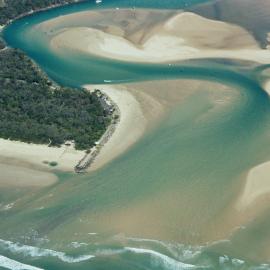Aerial view, Noosa River mouth and Bar, Noosa Heads, 16 April 2007