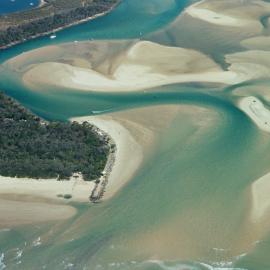 Aerial view, Noosa River mouth and Bar, Noosa Heads, 16 April 2007