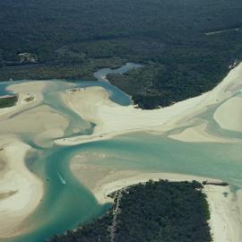 Aerial view, Noosa River mouth and Bar, Noosa Heads, 16 April 2007