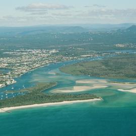 Aerial view, Noosa River mouth and Bar, Noosa Heads, 19 June 2007