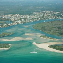 Aerial view, Noosa River mouth and Bar, Noosa Heads, 19 June 2007