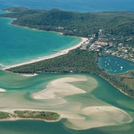 Aerial view, Noosa River mouth and Bar, Noosa Heads, 19 June 2007