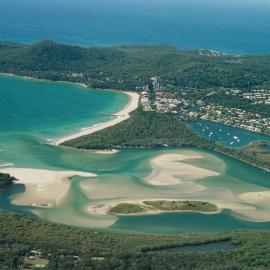 Aerial view, Noosa River mouth and Bar, Noosa Heads, 19 June 2007