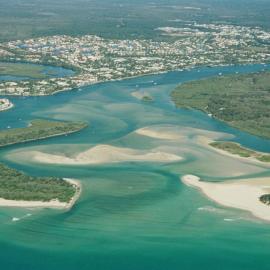 Aerial view, Noosa River mouth and Bar, Noosa Heads, 19 June 2007