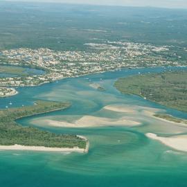 Aerial view, Noosa River mouth and Bar, Noosa Heads, 19 June 2007