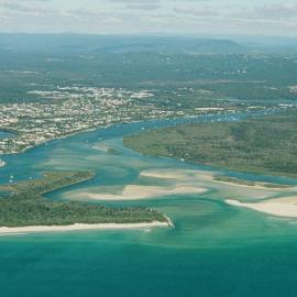 Aerial view, Noosa River mouth and Bar, Noosa Heads, 19 June 2007