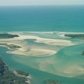Aerial view, Noosa River mouth and Bar, Noosa Heads, 10 August 2006