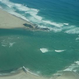 Aerial view, Maroochy River mouth and Bar, Maroochydore,  21 February 2005