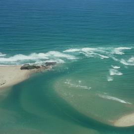 Aerial view, Maroochy River mouth and Bar, Maroochydore,  21 February 2005