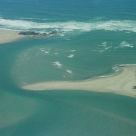 Aerial view, Maroochy River mouth and Bar, Maroochydore,  21 February 2005
