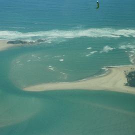 Aerial view, Maroochy River mouth and Bar, Maroochydore,  21 February 2005