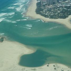 Aerial view, Maroochy River mouth and Bar, Maroochydore,  21 February 2005