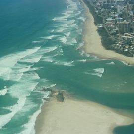 Aerial view, Maroochy River mouth and Bar, Maroochydore,  21 February 2005