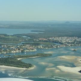 Aerial view, Noosa River mouth and Bar, Noosa Heads, 25 May 2005