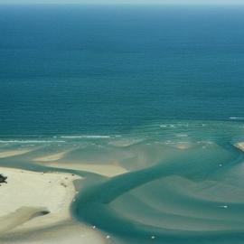 Aerial view, Noosa River mouth and Bar, Noosa Heads, 29 December 2004