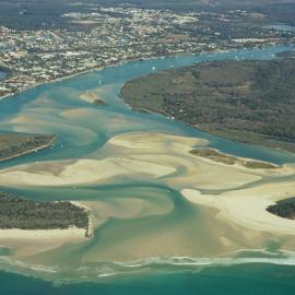 Aerial view, Noosa River mouth and Bar, Noosa Heads, 14 July 2007