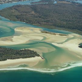 Aerial view, Noosa River mouth and Bar, Noosa Heads, 14 July 2007