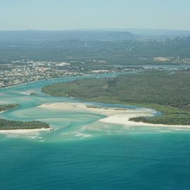 Aerial view, Noosa River mouth and Bar, Noosa Heads, 10 April 2005