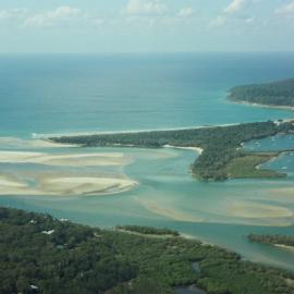 Aerial view, Noosa River mouth and Bar, Noosa Heads, 11 May 2006