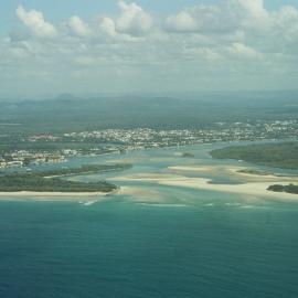 Aerial view, Noosa River mouth and Bar, Noosa Heads, 11 May 2006
