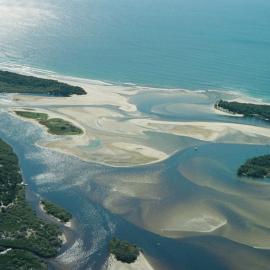 Aerial view, Noosa River mouth and Bar, Noosa Heads, 20 June 2007