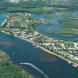 Aerial view, Noosa River mouth and Bar, Noosa Heads, 20 June 2007