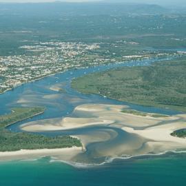 Aerial view, Noosa River mouth and Bar, Noosa Heads, 20 June 2007