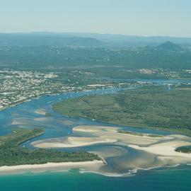 Aerial view, Noosa River mouth and Bar, Noosa Heads, 20 June 2007