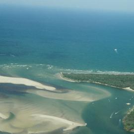 Aerial view, Noosa River mouth and Bar, Noosa Heads, 17 December 2005