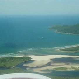 Aerial view, Noosa River mouth and Bar, Noosa Heads, 17 December 2005