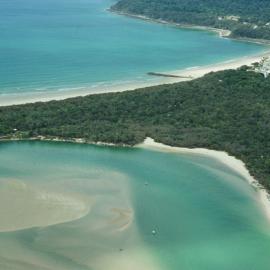 Aerial view, Noosa River mouth and Bar, Noosa Heads, 19 October 2005