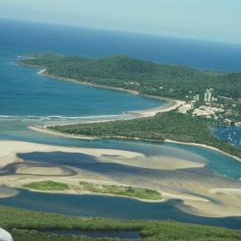 Aerial view, Noosa River mouth and Bar, Noosa Heads, 30 January 2006