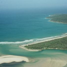 Aerial view, Noosa River mouth and Bar, Noosa Heads, 2005-2006
